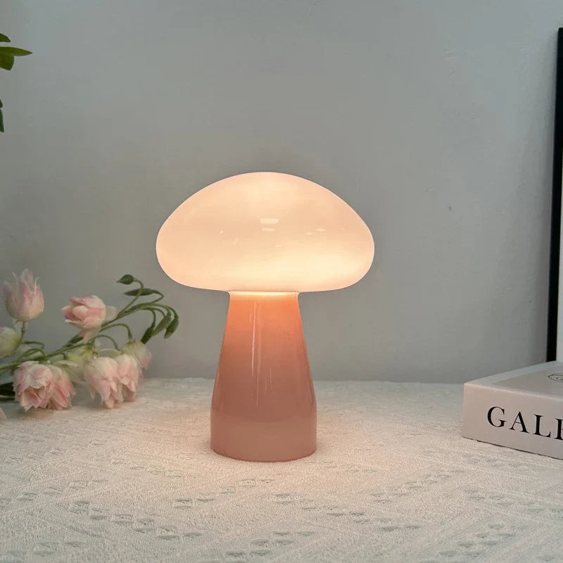 Axya Cream Mushroom Desk Lamp: Girl Romantic Night Light for Bedroom Atmosphere