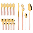 Axyaa Gold Stainless Steel Cutlery Set - 40Pcs Western Dinnerware Tableware Set
