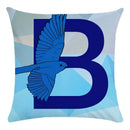Axyaa Blue Letter Animal Print Pillowcase - Super Soft Peach Skin - Fashion Cushion Cover