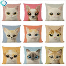 Axyaa Cute Animal Big Eyes Dog Funny Cat Throw Pillow Cover Home Decor Cotton Linen