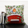 Axyaa Christmas Bird Snow Pattern 45x45cm Linen Pillow Case Home Sofa Decoration