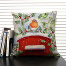 Axyaa Christmas Bird Snow Pattern 45x45cm Linen Pillow Case Home Sofa Decoration