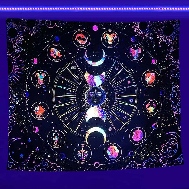 Axyaa Fluorescent Tapestry: Astronaut UV Wall Hanging for Independent Room Aesthetics
