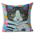Axyaa Retro Cat Pillow Cover for Sofa Decor, Boho Style Pillowcase