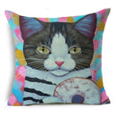 Axyaa Retro Cat Pillow Cover for Sofa Decor, Boho Style Pillowcase