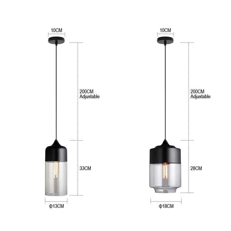 Axya Black Glass Pendant Lights for Dining Room, Kitchen, Bedroom - Nordic Design