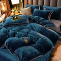 Axyaa King Milk Velvet Bedding Set - Ultra-thick, Skin-friendly, Antistatic Quilt Cover