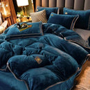 Axyaa King Milk Velvet Bedding Set - Ultra-thick, Skin-friendly, Antistatic Quilt Cover