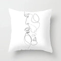 Minimalist White Pillow Cover - Axyaa Portrait Sketch Nordic Cushion