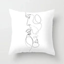 Minimalist White Pillow Cover - Axyaa Portrait Sketch Nordic Cushion