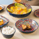 Axyaa Bohemian Ceramic Plate Set - 7 Piece High-Value Dessert & Spaghetti Bowl