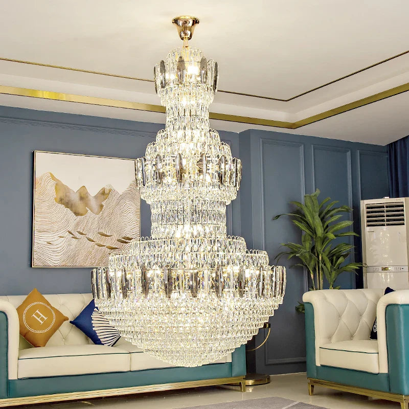 Axyaa Crystal Chandelier: Luxe Lighting for Hotel Lobby & Villa