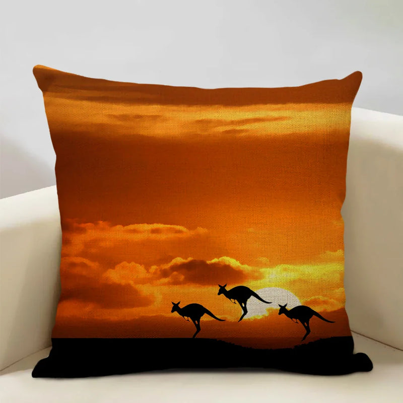 Axyaa African Landscape Art Pillow Case 45x45cm High Quality Linen Cushion Cover