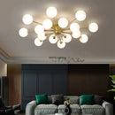 Axyaa Nordic Copper Glass Ball Chandelier for Modern Luxury Living Room