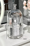 Axyaa Clear Acrylic Makeup Brush Holder with Lid, 360 Rotating Vanity Organizer