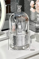 Axyaa Clear Acrylic Makeup Brush Holder with Lid, 360 Rotating Vanity Organizer