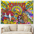 Axyaa Mushroom Skull Psychedelic Tapestry Sunshine Hippie Flowers Wall Tapestry
