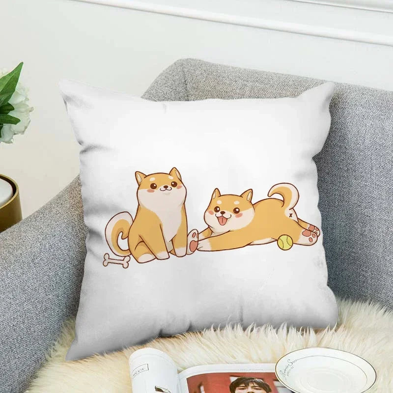 Axyaa Shiba Inu Pillow Cover for Decorative Home and Car Cushions