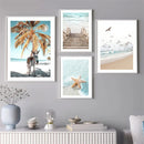 Axyaa Beach Vibes Canvas Poster: Starfish Shell Palm Tree Wall Art Print