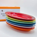 Axyaa French Rainbow Ceramic Elliptical Plate 25cm - Light Stoneware Shallow Dish