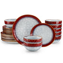 Axyaa Red Stoneware Dinner Set for 4/8: 12/24 Pcs Plates & Bowls