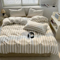 Axyaa Striped Washed Cotton Duvet Cover Set - 3/4pcs Bedding Set
