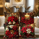Axyaa Christmas Floral Candle Velvet Pillow Covers: Set of 4