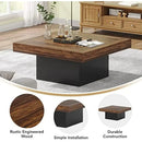 Axyaa LED Square Coffee Table - Contemporary Centerpiece with Rustic Charm