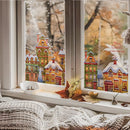 Stained Snowman & Candy House Window Sticker Set by Axyaa: Reusable Xmas Glass Film