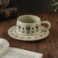 Axyaa Stoneware Latte Mug Set Cup & Saucer Japanese Style Ceramic Beverage