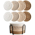Axyaa Minimalist Woven Coasters Set of 8 for Drinks, Boho Coffee Table Decor