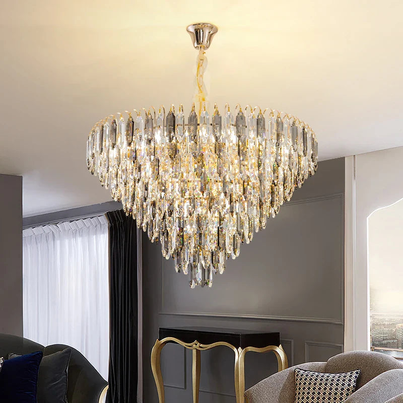 Axyaa Crystal Large Chandelier for Living Room and Lobby Luxe Décor