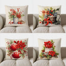 Axyaa Festive Berries & Greenery Pillow Cover for Sofa, Bedroom & Car