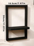 Axyaa Black Wooden Square Plant Flower Pot Shelf for Boho Home Decor