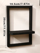 Axyaa Black Wooden Square Plant Flower Pot Shelf for Boho Home Decor