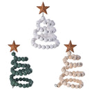 Axyaa Mini Wooden Bead Tree Ornaments with Star Topper, Rustic Farmhouse Style