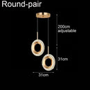 Axyaa LED Crystal Pendant Lamp - Modern Round/Oval Suspension Light for Bedroom, Dining Room