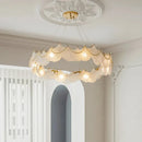 Axyaa Vintage Ginkgo Leaf Chandelier French Cream Style Crystal Glass Light