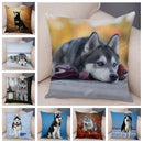 Axyaa Siberian Husky Pet Sofa Cushion Cover - Cute Dog Print Pillowcase