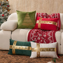 Velvet Christmas Pillowcase 30x50 Festive Gold-Embossed Throw Cover for Home Sofa
