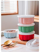 Axyaa Ceramic Cutlery Set with Lid, Seasoning Bowl, Baking Bowl, and Fresh-keeping Small Bowl