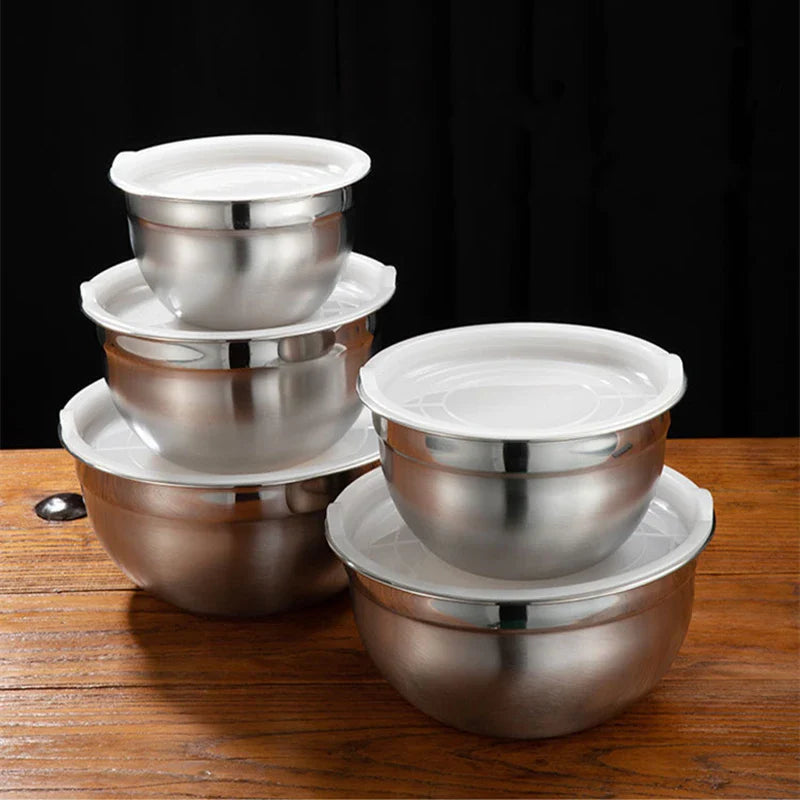 Axyaa Stainless Steel Mixing Bowls with Cover for Kitchen Storage and Mixing