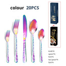 Axyaa 20-Piece Stainless Steel Western Style Tableware Set for Hotels & Steakhouses