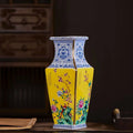 Axyaa Gold Painted Enamel Porcelain Vase - Home Office Decor Craft Item