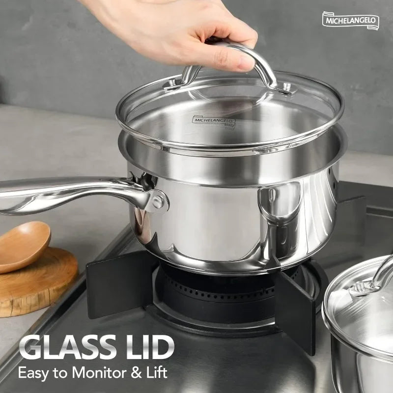 Axyaa Stainless Steel Soup Pot with Steamer Set - Stovetop Compatible