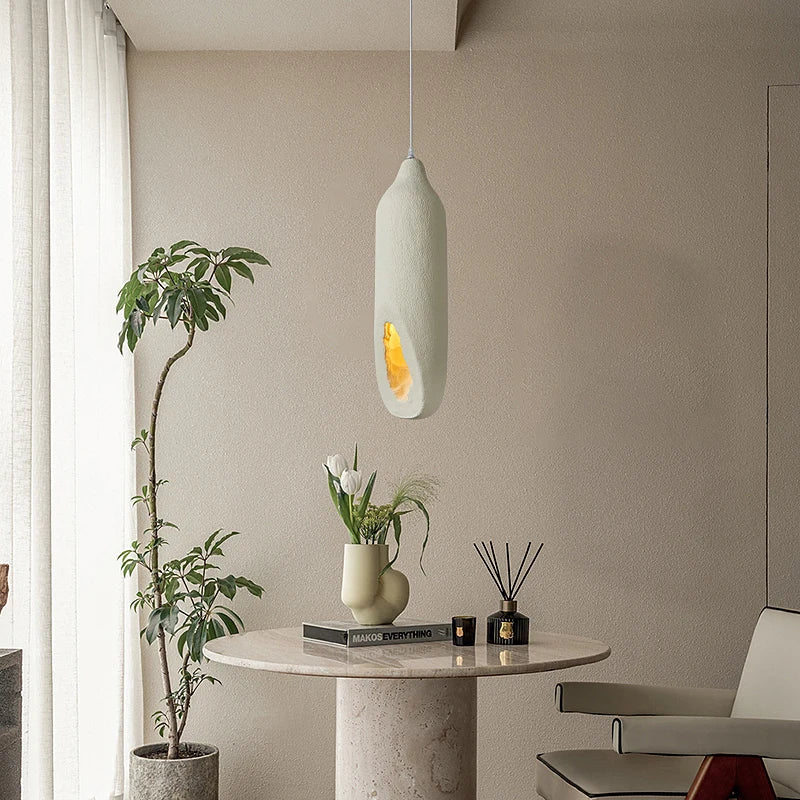 Axyaa Wabi Sabi Wind Chandelier: Handmade Cement LED Fixture for Creative Home Decor