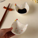 Axyaa Rooster Ceramic Flavor & Butter Plate - Mini Seasoning Dish