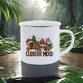 Axyaa Christmas Enamel Mugs, Santa Snowman Reindeer Design, Festive Xmas Party Cup