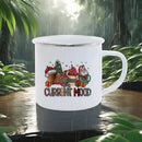 Axyaa Christmas Enamel Mugs, Santa Snowman Reindeer Design, Festive Xmas Party Cup