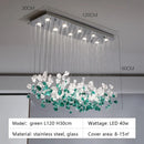 Axyaa Nordic Green Stone Glass LED Pendant Chandeliers for Dining Room